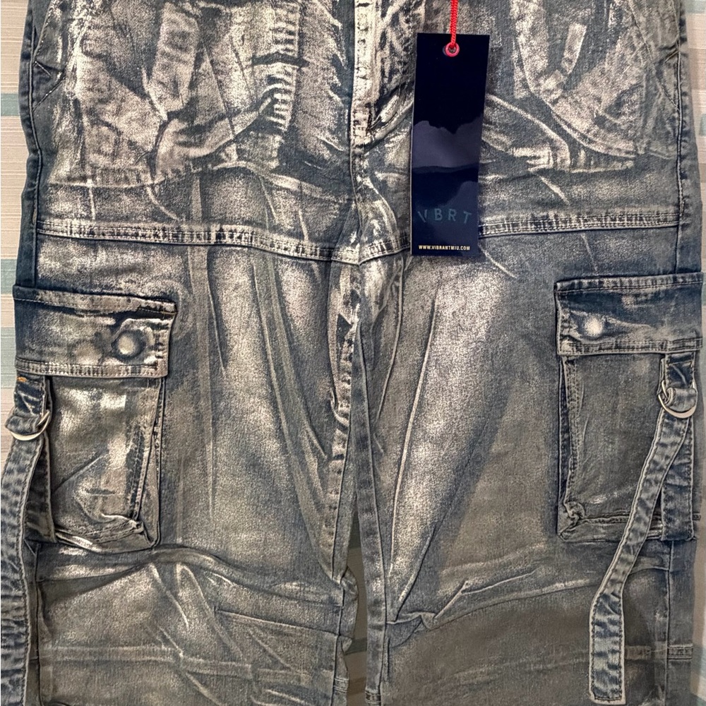 Vibrant Silver Cargo Pants